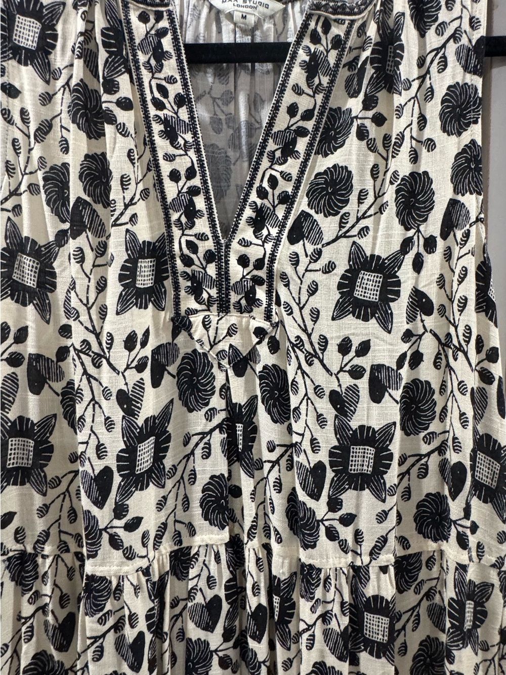 Max Studio Black Floral Maxi Dress on Cream